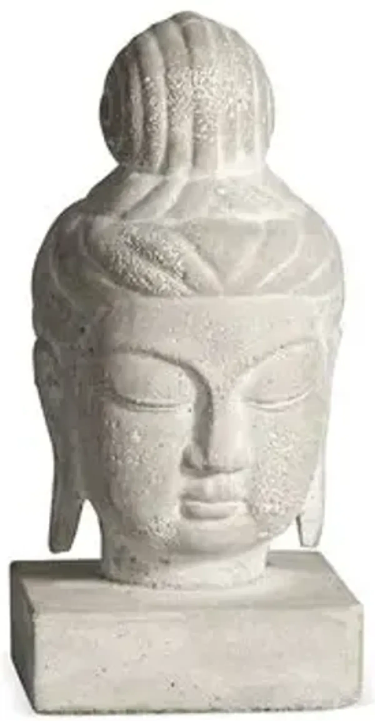 11" Buddha Head - Weathered White - Ivory