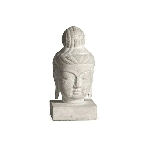 11" Buddha Head - Weathered White - Ivory