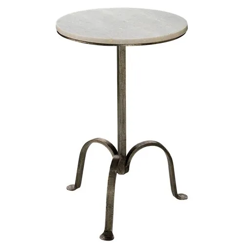 Clementine Side Table - White/Gunmetal - Jamie Young Co. - Gray