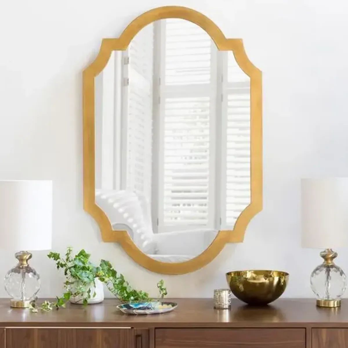 Quatrefoil Oversize Mirror - Gold - White