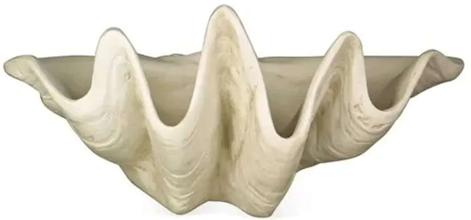 48" Giant Clam - Antiqued Stone - Beige