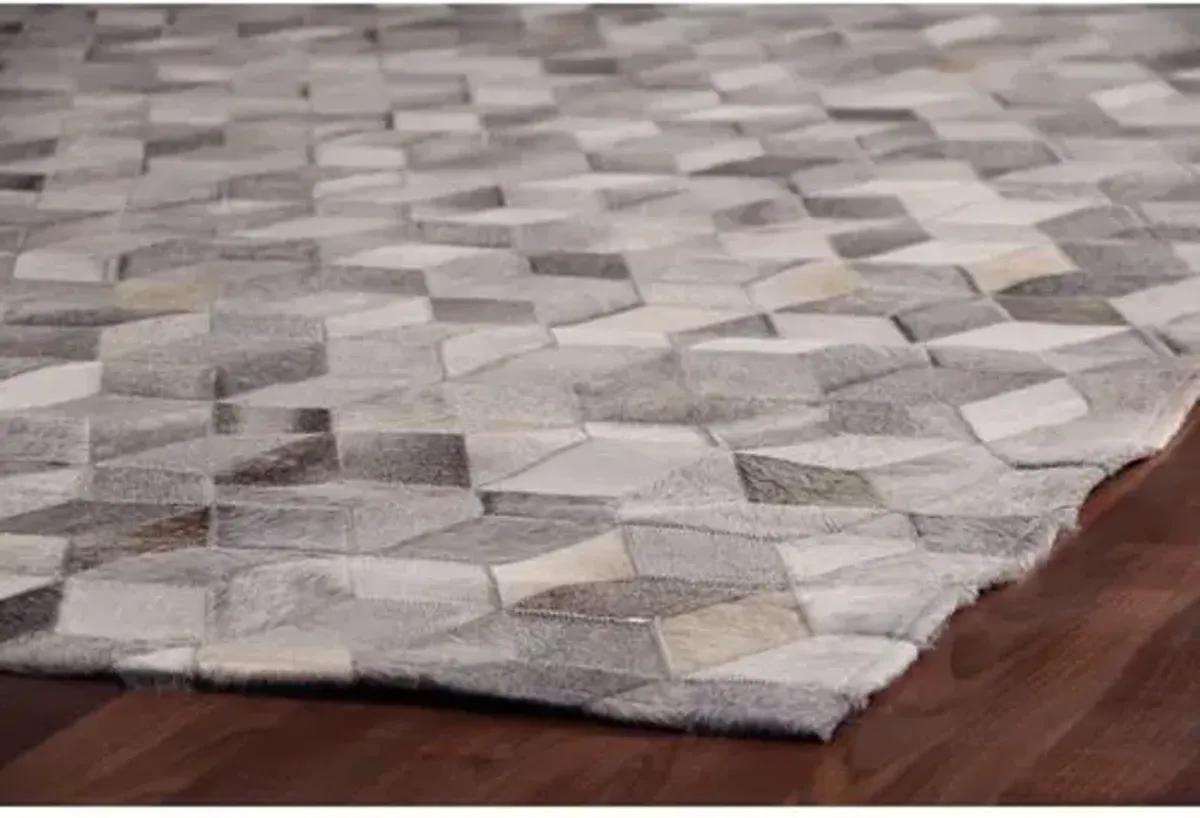 Stitched Blocks Hide - Silver - Exquisite Rugs - Gray - Gray - 11'6"x14'6"