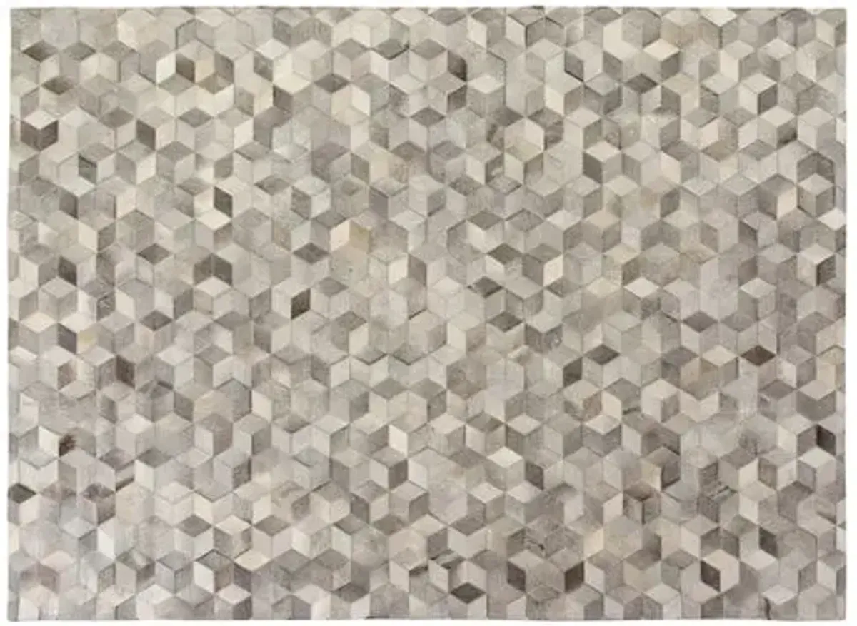 Stitched Blocks Hide - Silver - Exquisite Rugs - Gray - Gray - 11'6"x14'6"