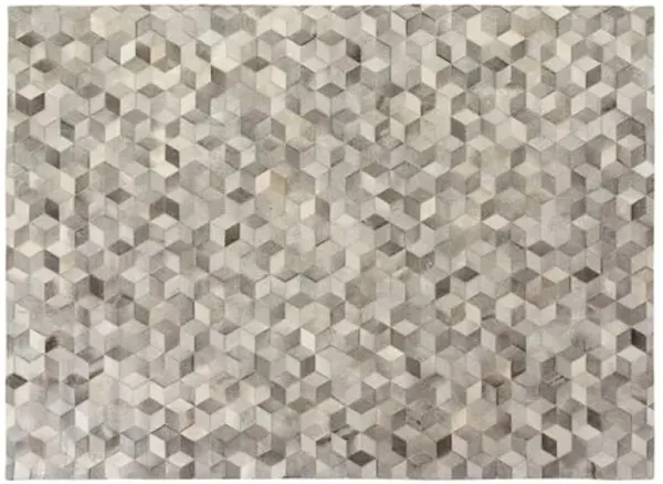 Stitched Blocks Hide - Silver - Exquisite Rugs - Gray - Gray - 9'6"x13'6"