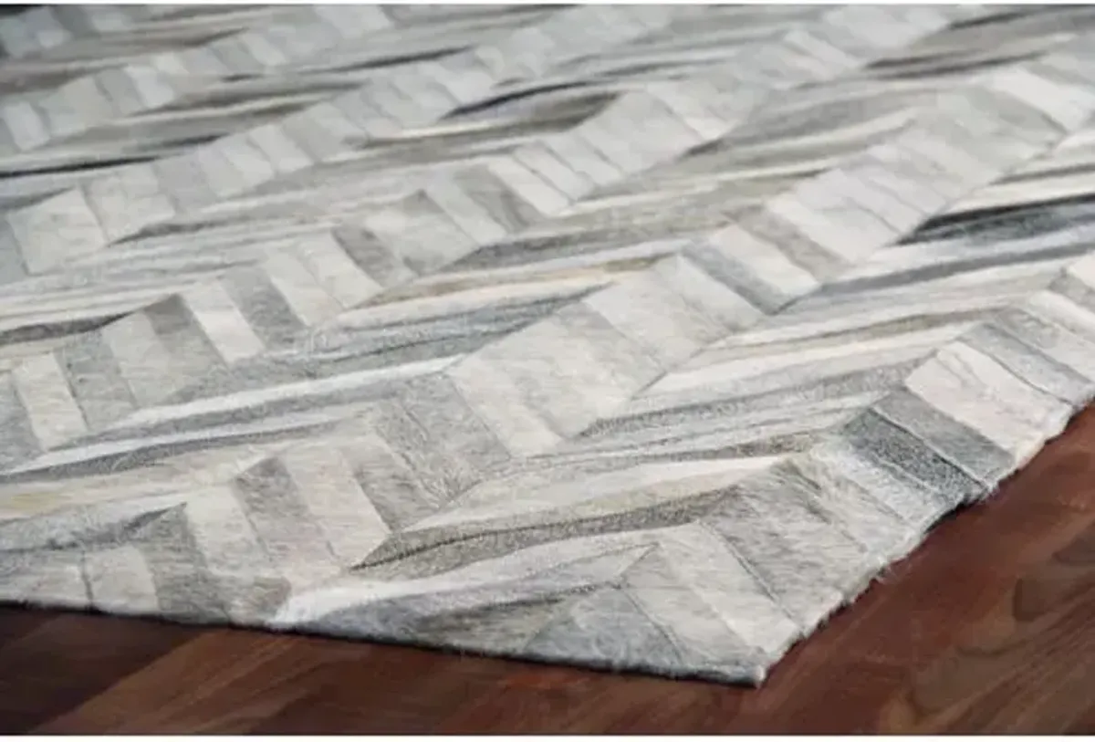 Stitched Herringbone Hide Rug - Silver - Exquisite Rugs - Gray - Gray