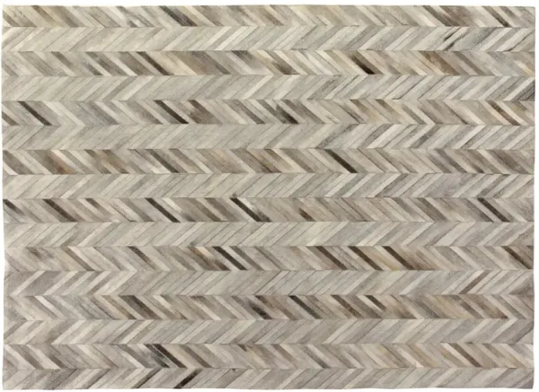 Stitched Herringbone Hide Rug - Silver - Exquisite Rugs - Gray - Gray