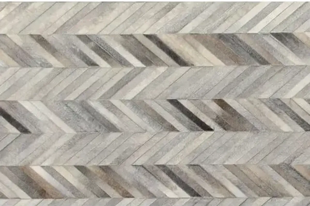 Stitched Herringbone Hide Rug - Silver - Exquisite Rugs - Gray - Gray