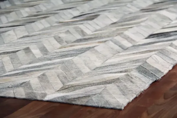 Stitched Herringbone Hide Rug - Silver - Exquisite Rugs - Gray - Gray