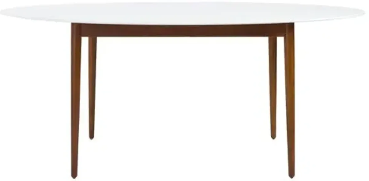 Lewis Oval Dining Table - White/Walnut