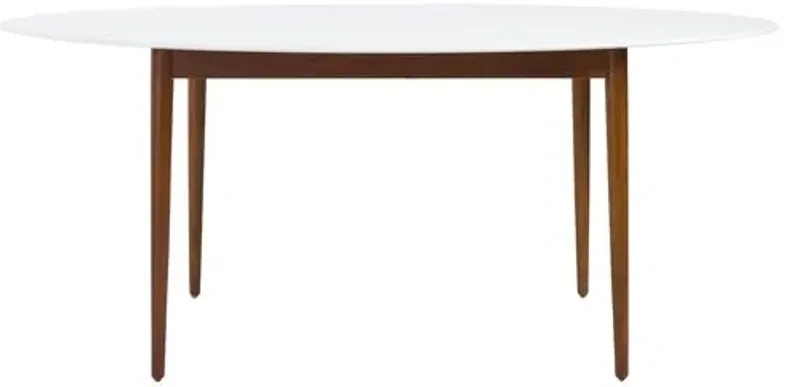 Lewis Oval Dining Table - White/Walnut