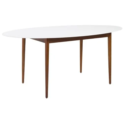 Lewis Oval Dining Table - White/Walnut