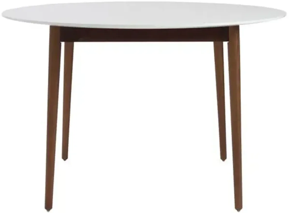 Lewis Round Dining Table - White/Walnut