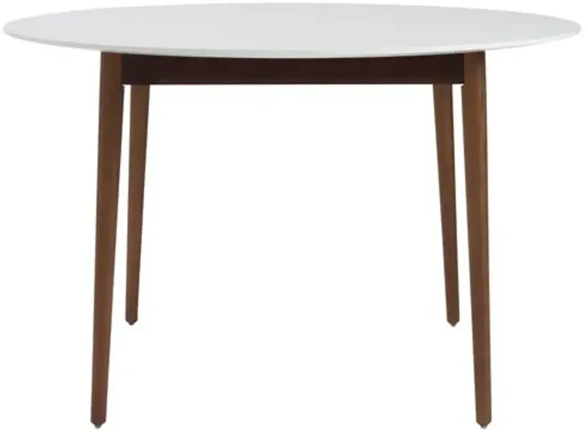 Lewis Round Dining Table - White/Walnut