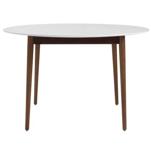 Lewis Round Dining Table - White/Walnut