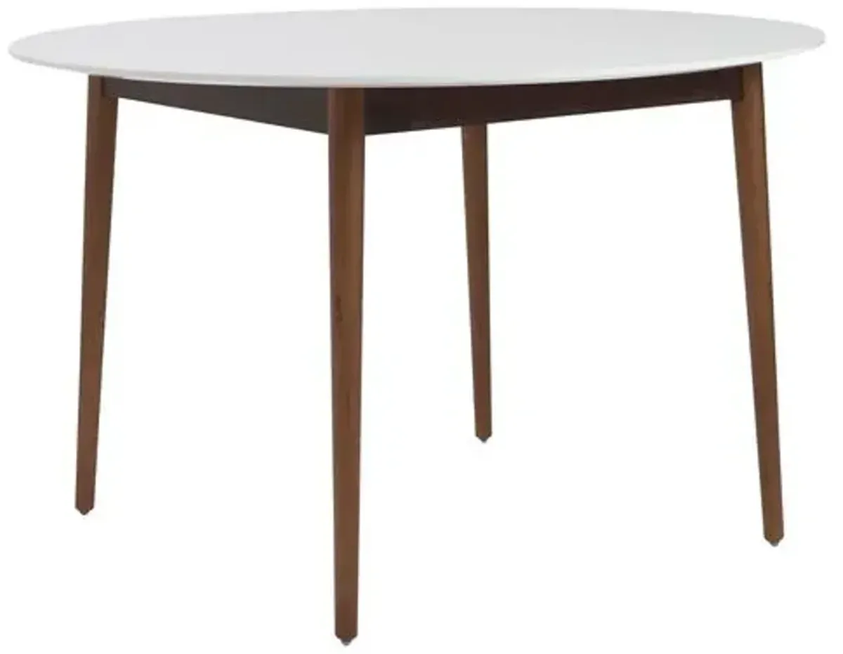 Lewis Round Dining Table - White/Walnut