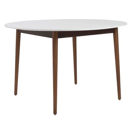 Lewis Round Dining Table - White/Walnut