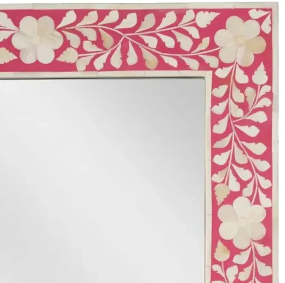 Layla Flower Bone Inlay Wall Mirror - Pink/Ivory