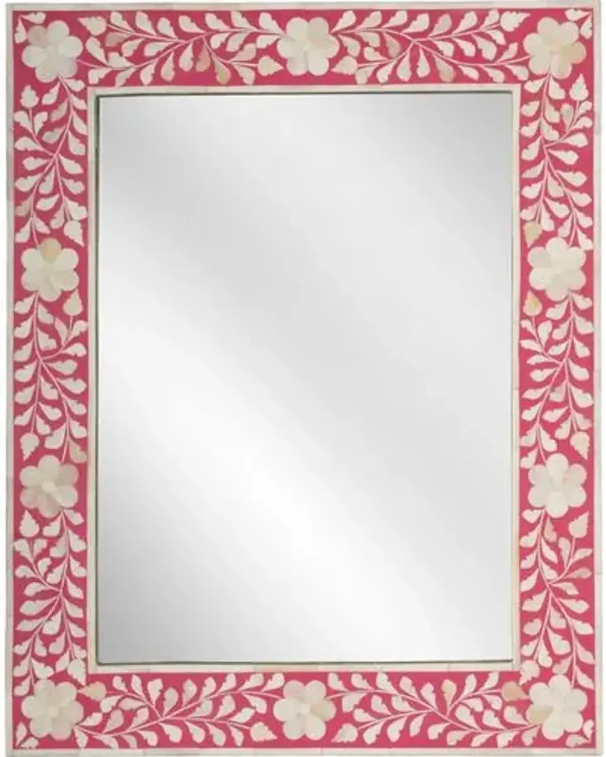 Layla Flower Bone Inlay Wall Mirror - Pink/Ivory