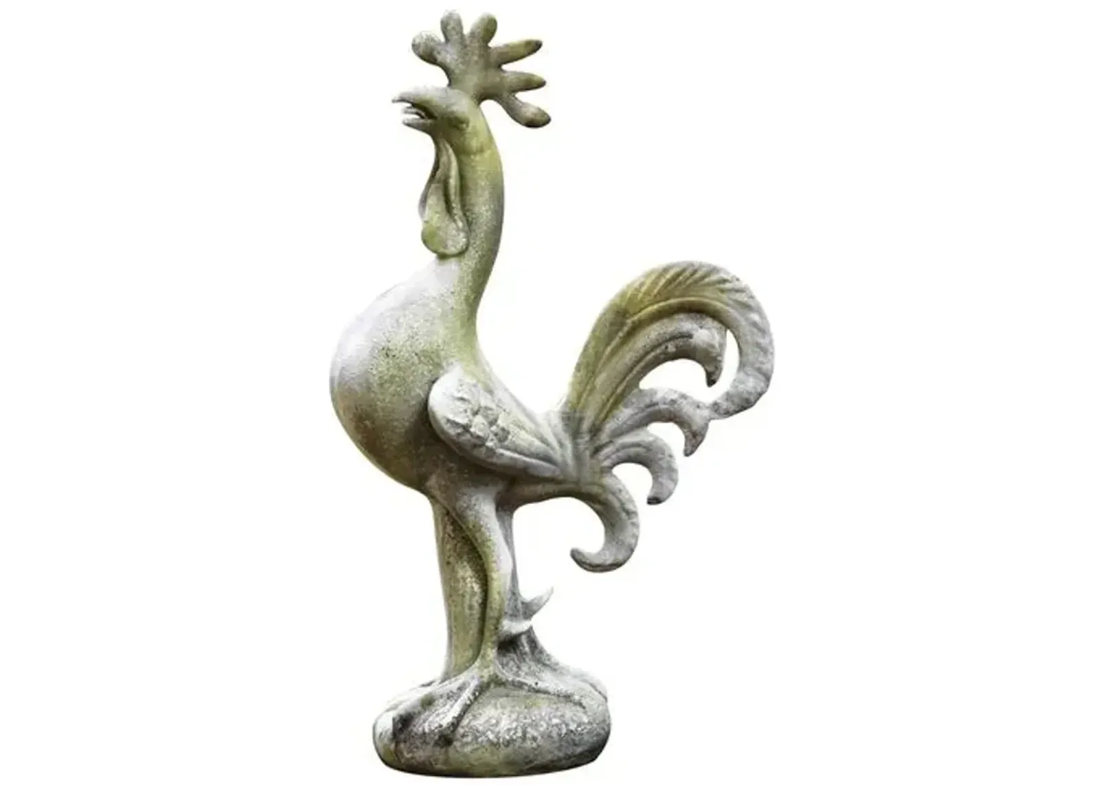 22" Rooster Crowing - White Moss - Beige