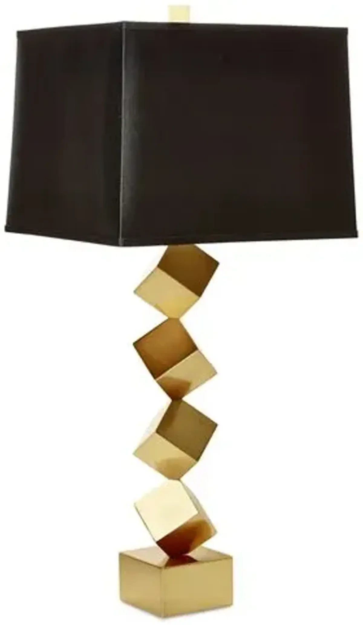 Stacked-Cube Table Lamp - Antiqued Brass