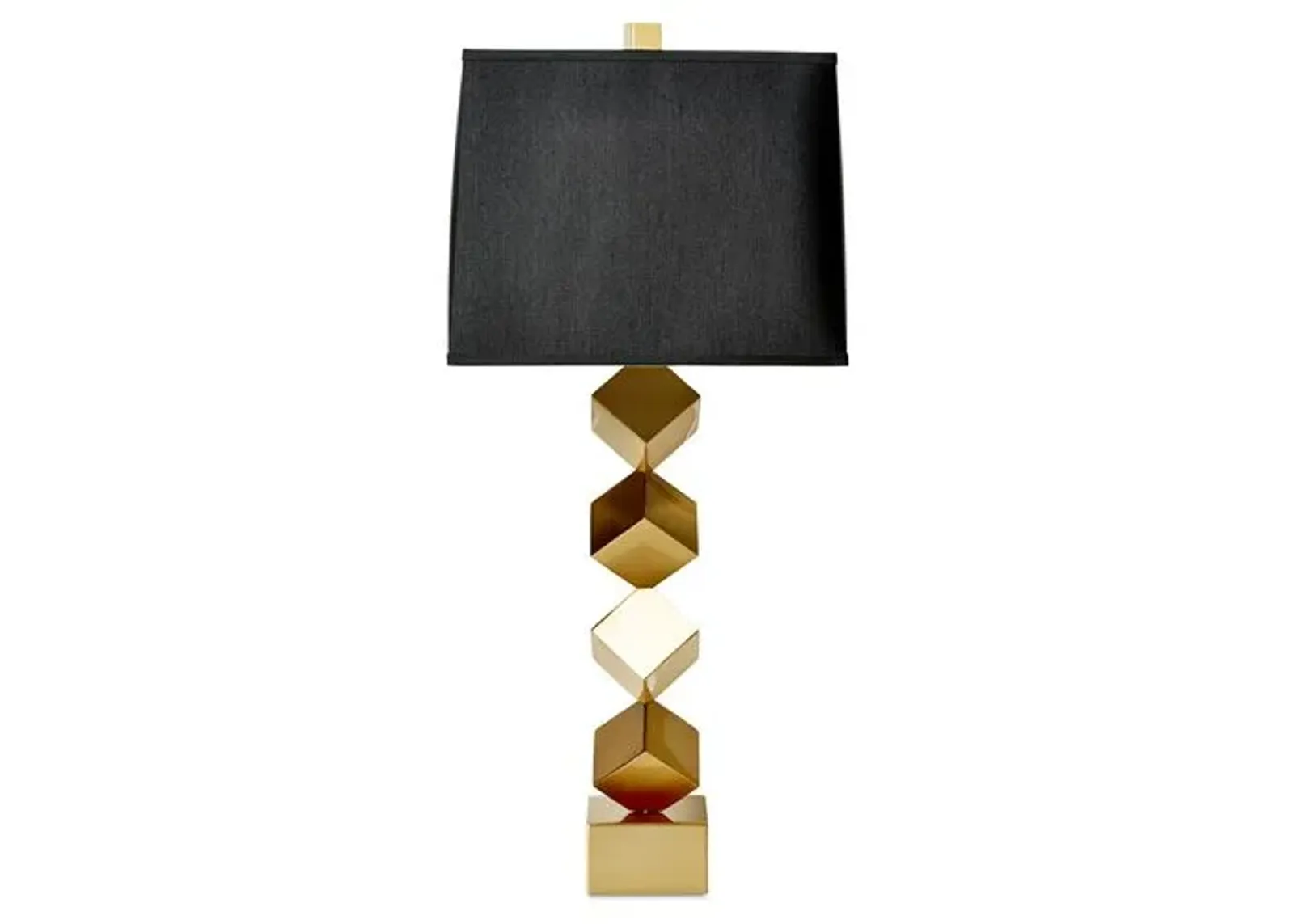 Stacked-Cube Table Lamp - Antiqued Brass