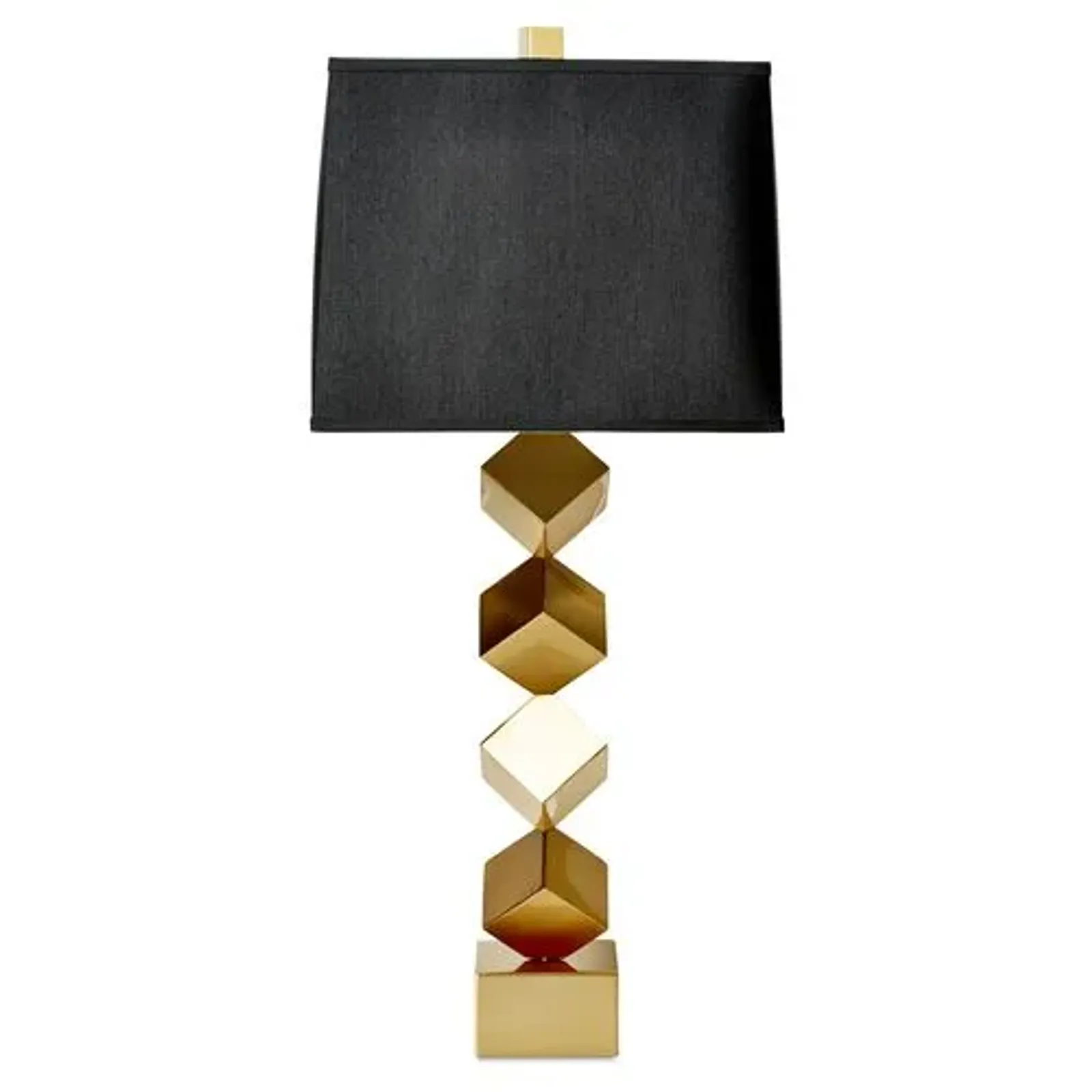 Stacked-Cube Table Lamp - Antiqued Brass