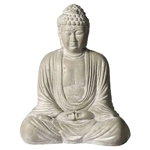 18" Meditating Buddha - Weather - Gray