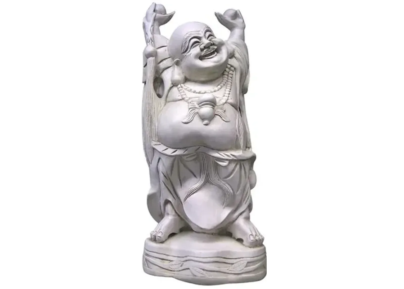 27" Standing Jolly Hotei - Antiqued Stone - Gray