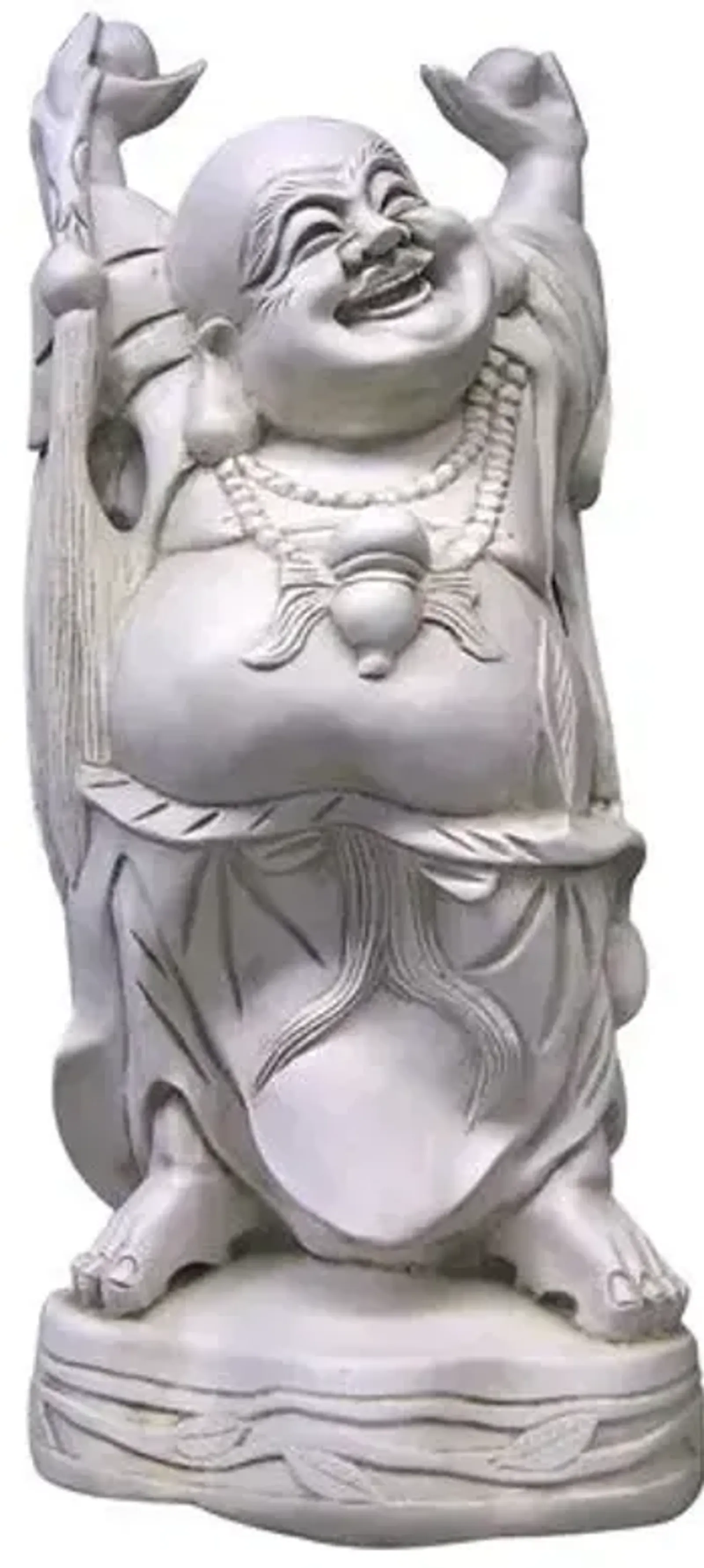 27" Standing Jolly Hotei - Antiqued Stone - Gray