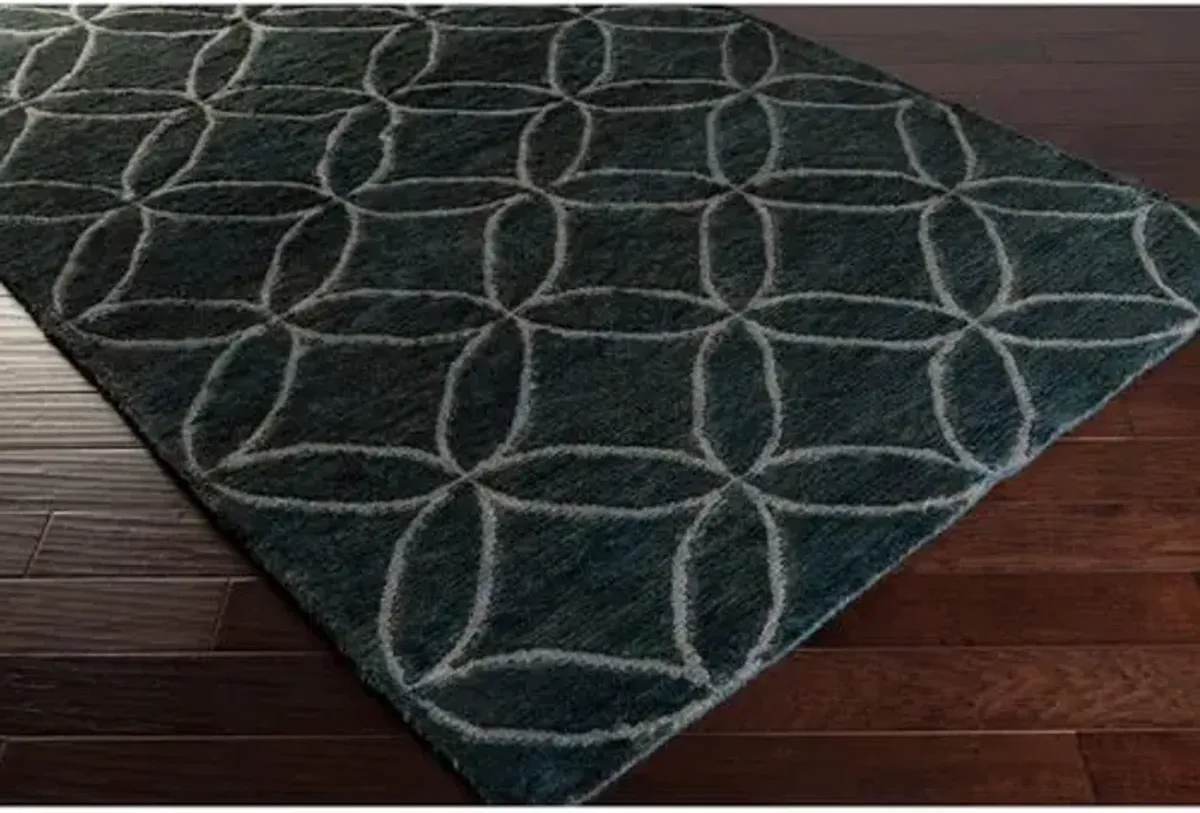 Trish Rug - Blue/Green - Black - Black