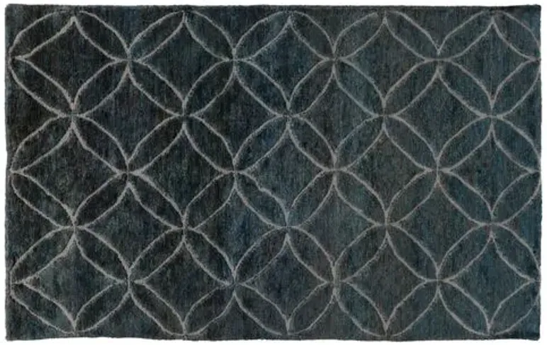 Trish Rug - Blue/Green - Black - Black