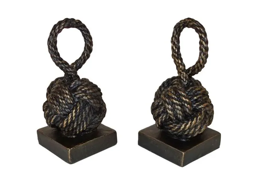 Mary Rope Knot Bookends - Bronze - Black