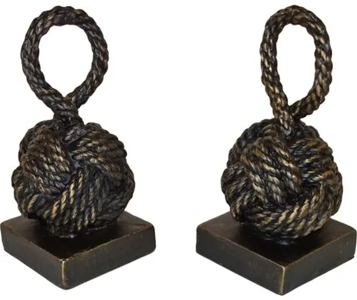 Mary Rope Knot Bookends - Bronze - Black