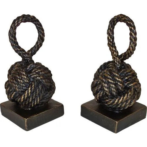 Mary Rope Knot Bookends - Bronze - Black