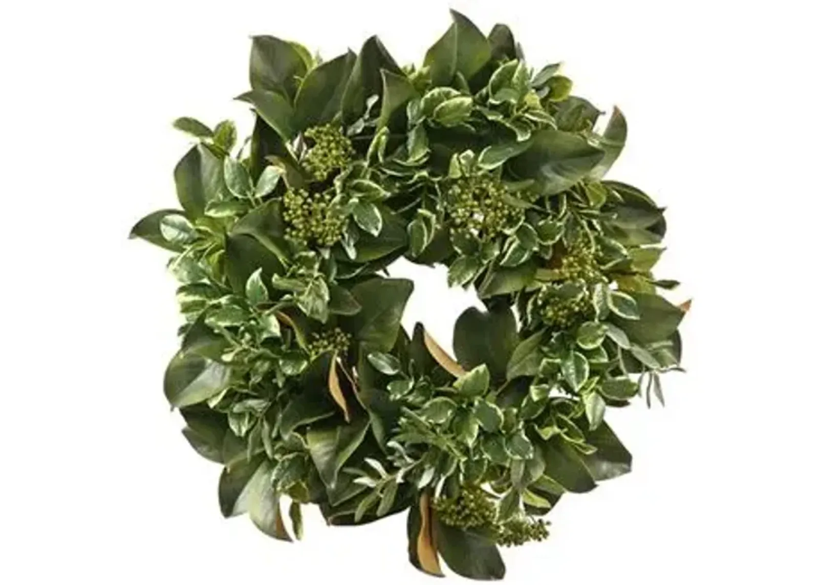 24" Magnolia Leaf Wreath - Faux - Green