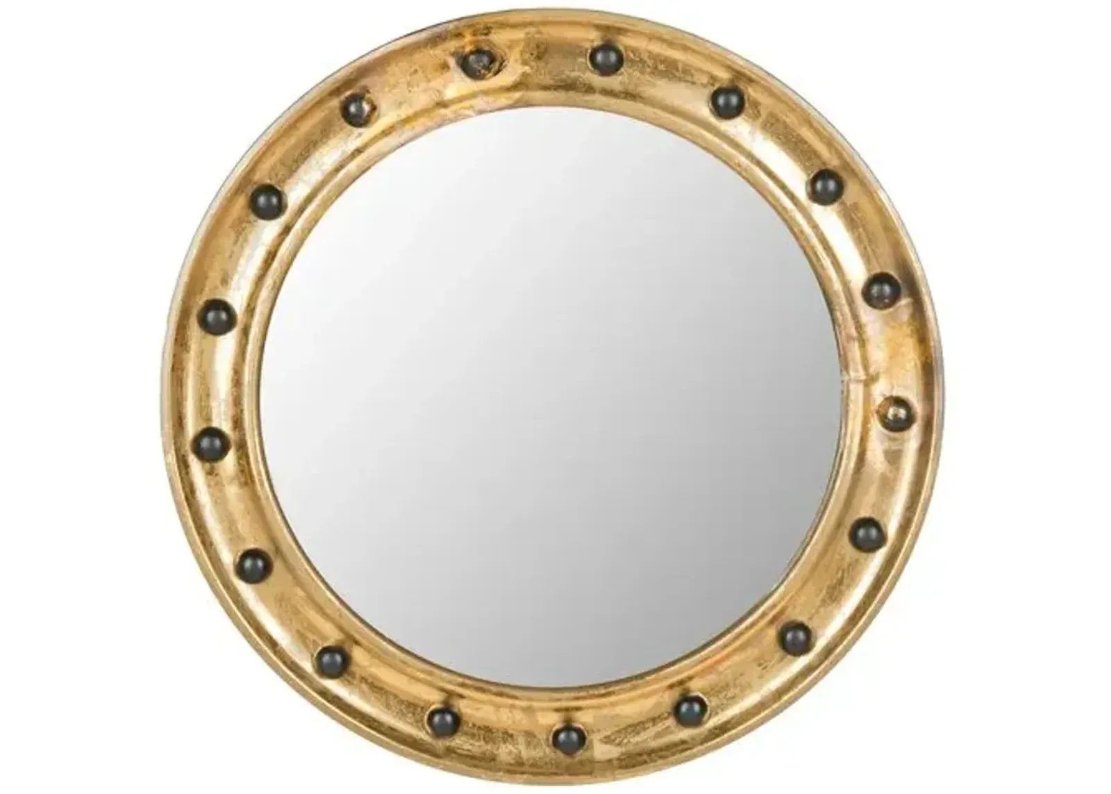 Jeffrey Round Porthole Wall Mirror - Antique Gold