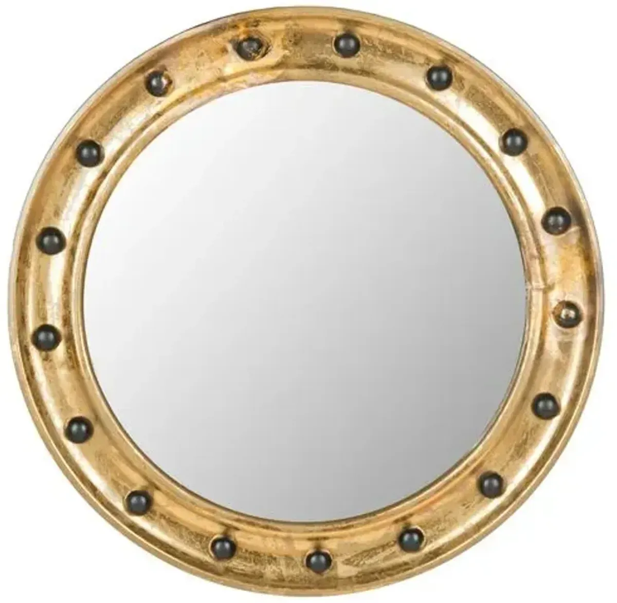 Jeffrey Round Porthole Wall Mirror - Antique Gold