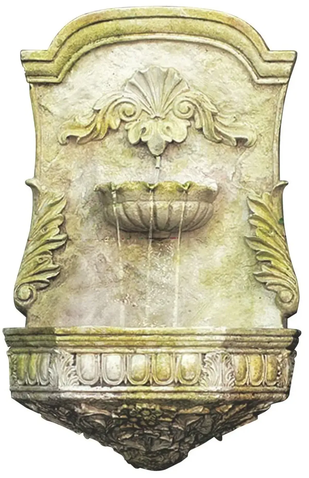 29" Scroll Fountain, White Moss