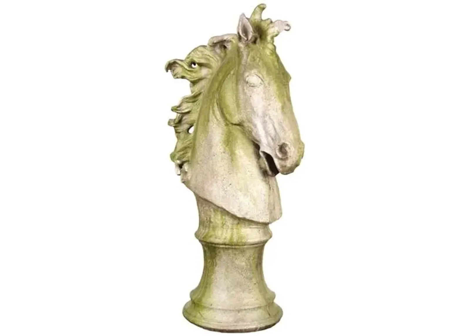 39" Horse Head Dramatic - White Moss - Beige