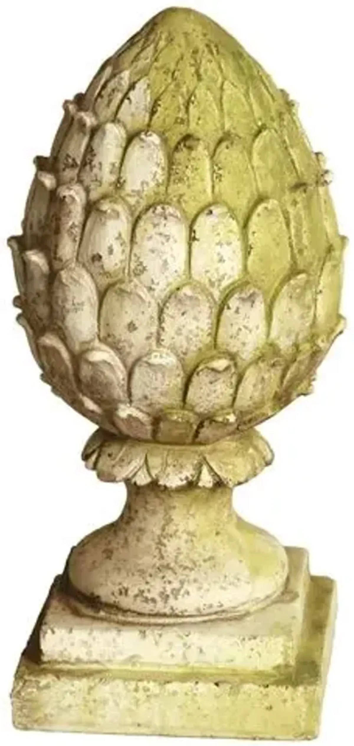 11" Outdoor Artichoke Finial - White Moss - Beige