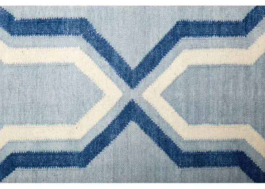 Celeste Dhurrie Rug - Blue - Blue