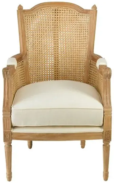 Noreen Accent Chair - Natural/Off-White Linen - Handcrafted - Beige, Comfortable, Durable