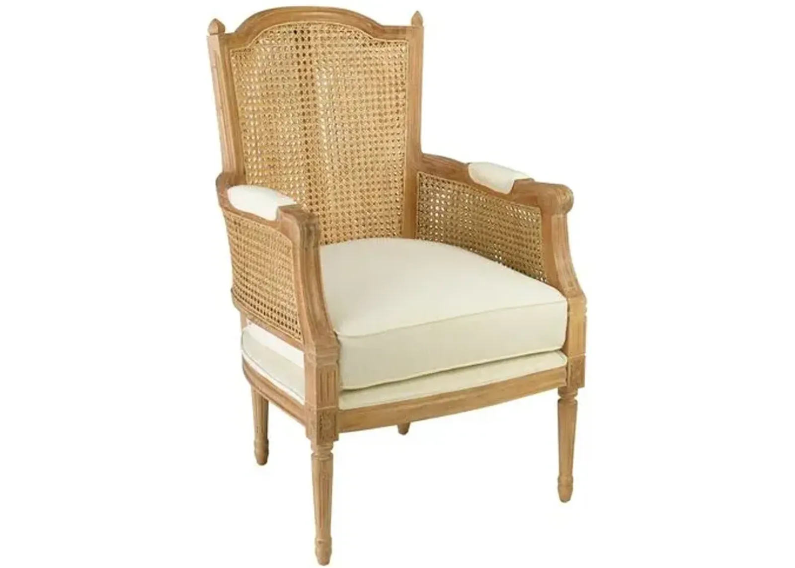 Noreen Accent Chair - Natural/Off-White Linen - Handcrafted - Beige, Comfortable, Durable