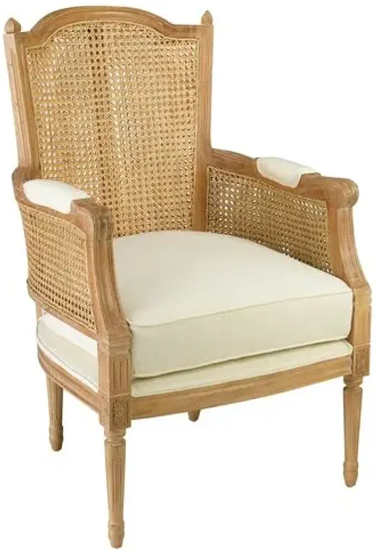 Noreen Accent Chair - Natural/Off-White Linen - Handcrafted - Beige, Comfortable, Durable