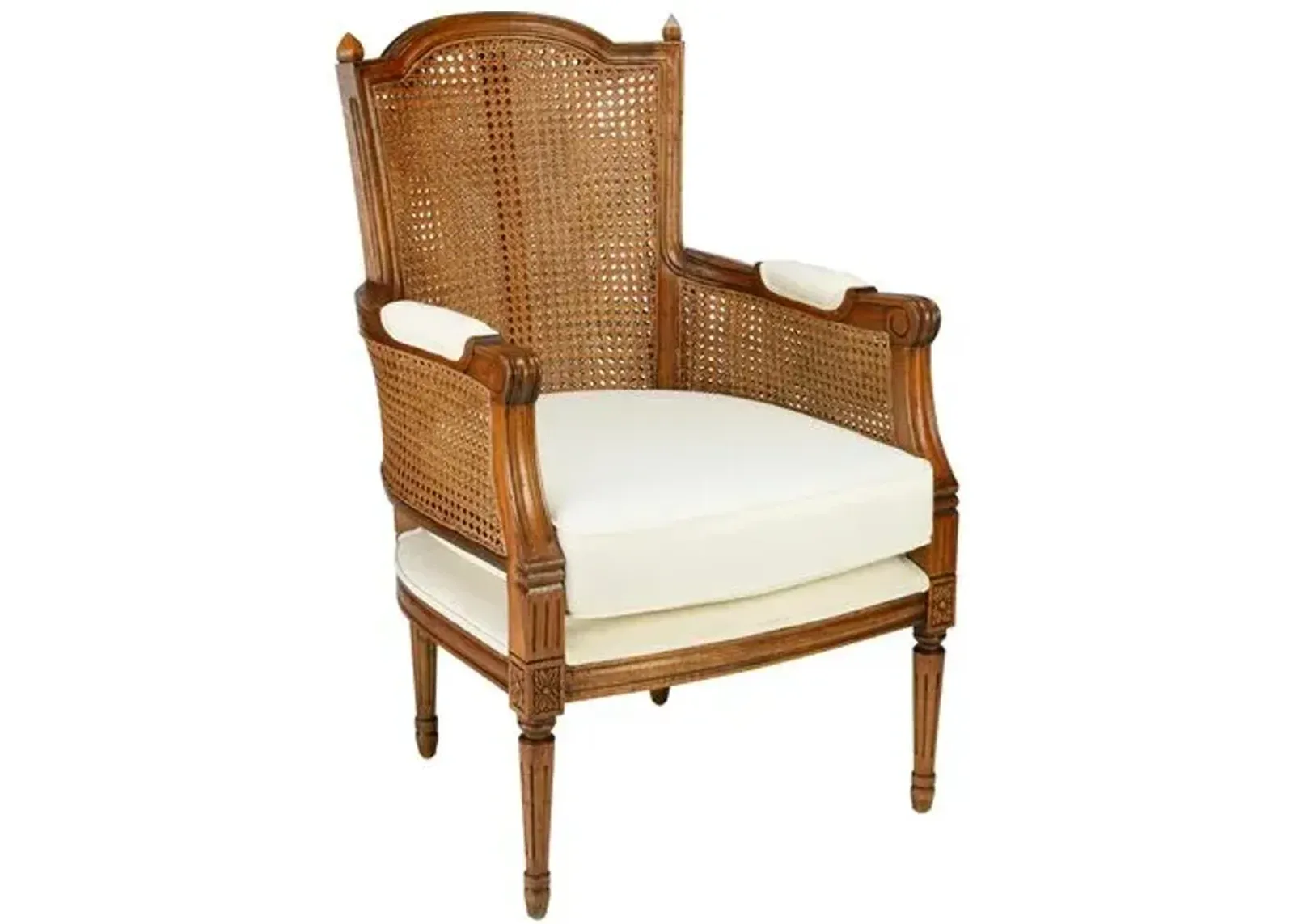 Noreen Accent Chair - Caramel/Off-White Linen - Handcrafted - Ivory, Comfortable, Durable