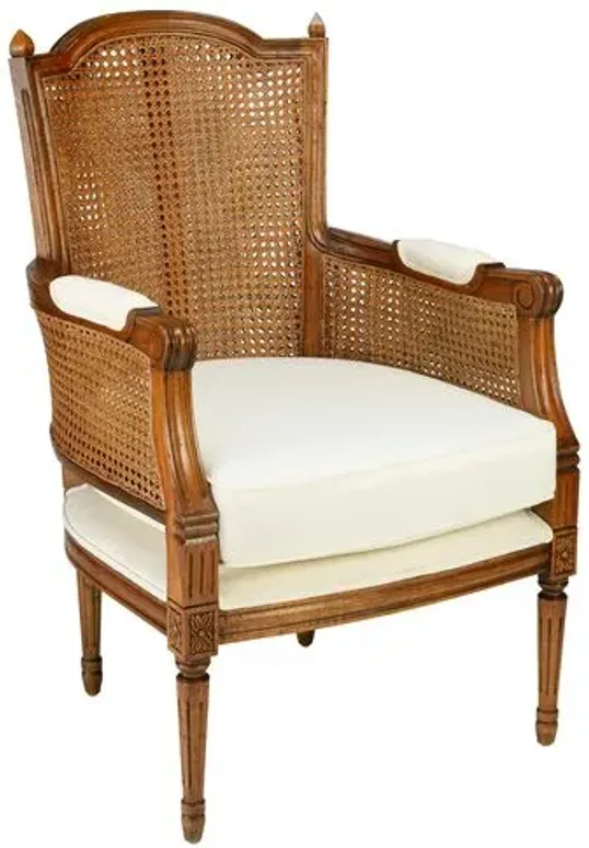 Noreen Accent Chair - Caramel/Off-White Linen - Handcrafted - Ivory, Comfortable, Durable