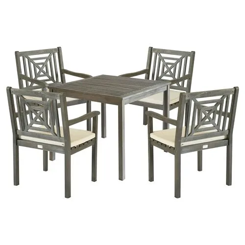 Del Mar 5-Pc Outdoor Dining Set - Gray - Beige