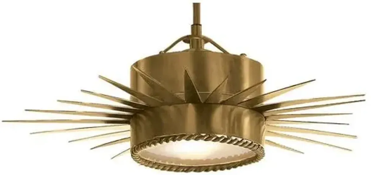 Visual Comfort - Soleil Small Semi-Flush Mount - Antique Brass - Gold