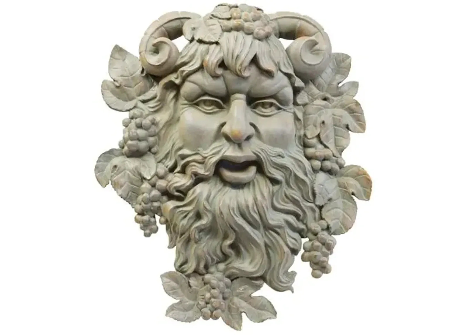 18" Bacchus of Pisa Mask - Antiqued Stone - Beige