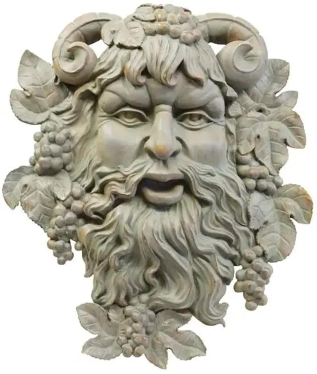 18" Bacchus of Pisa Mask - Antiqued Stone - Beige